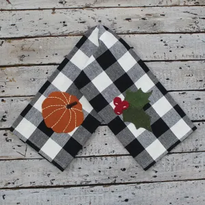 2 in 1 Buffalo Check Pumpkin, Holly Towel Set of two ET220019