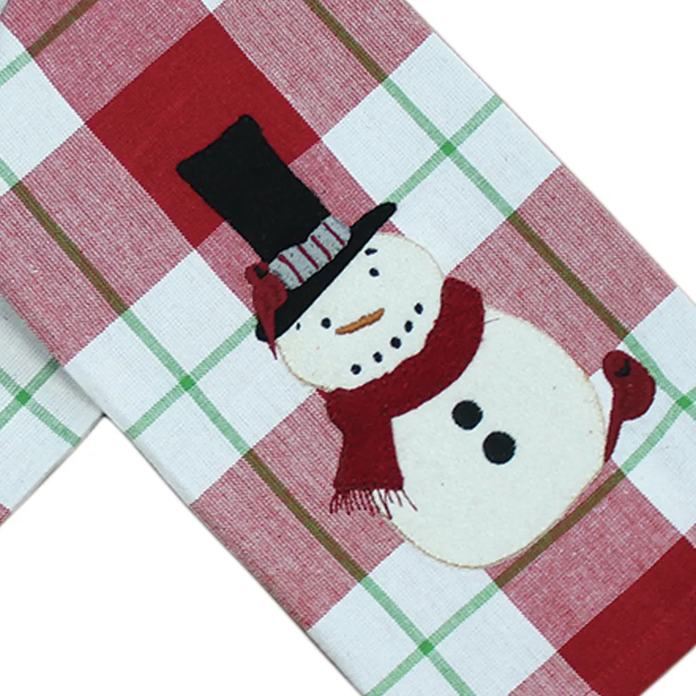 2 in 1 Christmas Buffalo Check  Holly, SnowmanTTowel Set of two ET220021