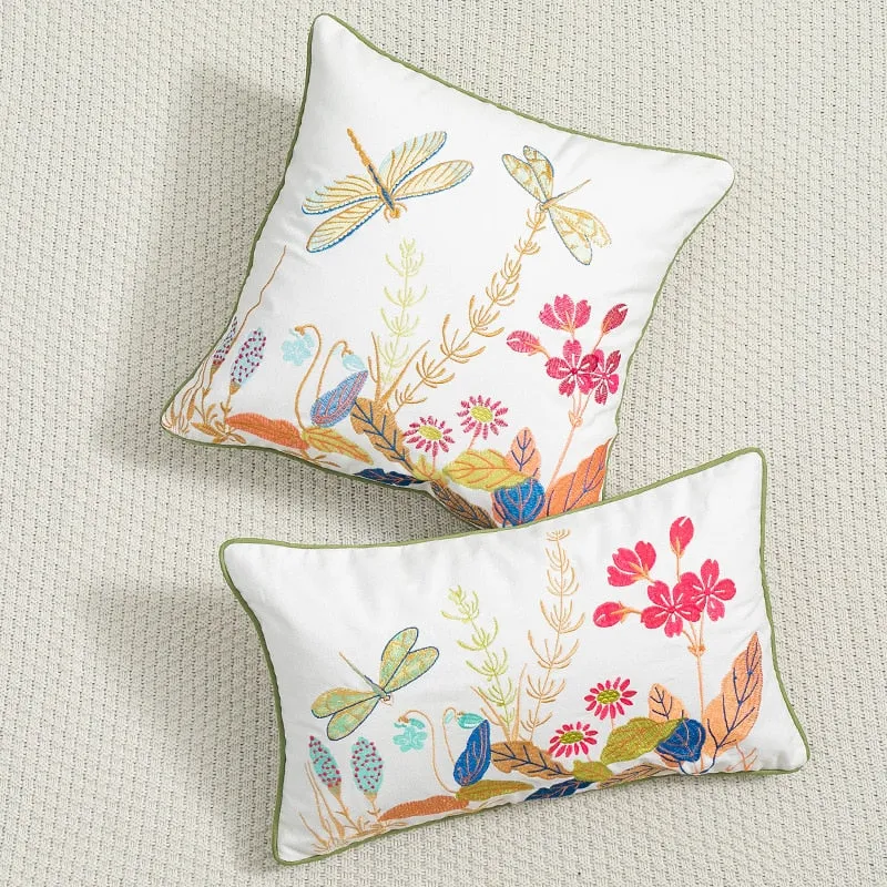 2 PCs Digital Printed Cotton Cushions-Multi Flowers