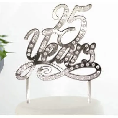 25th Anniversary Cake Topper - Silver