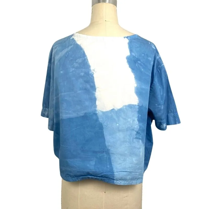 Allyn Boxy Tee in Blue Cotton Poplin