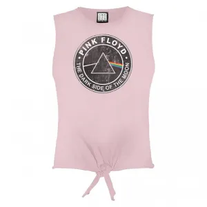 Amplified Womens/Ladies The Dark Side Of The Moon Pink Floyd Sleeveless Crop Top