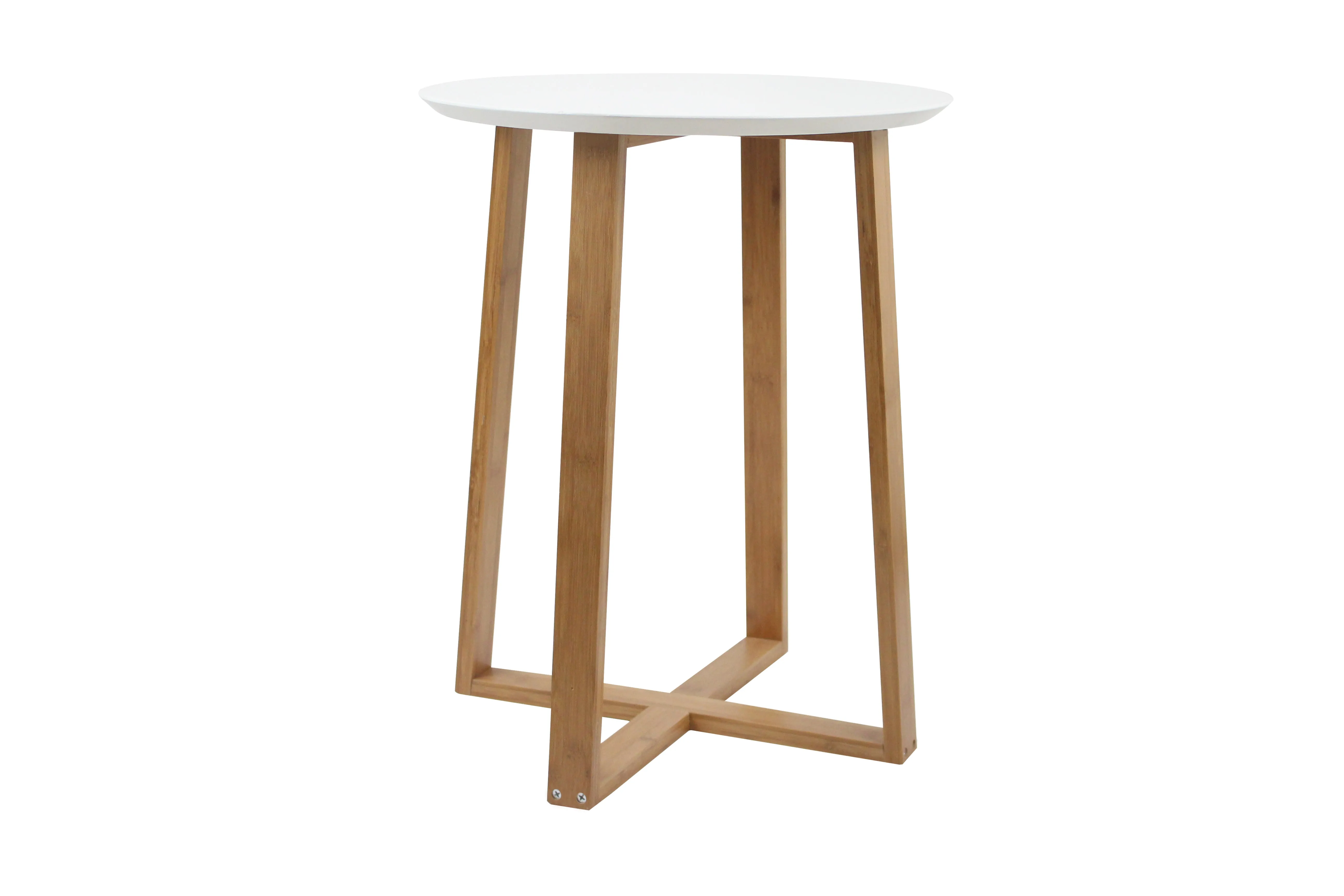 Avery Side Table, White Wooden Top, Bamboo Legs