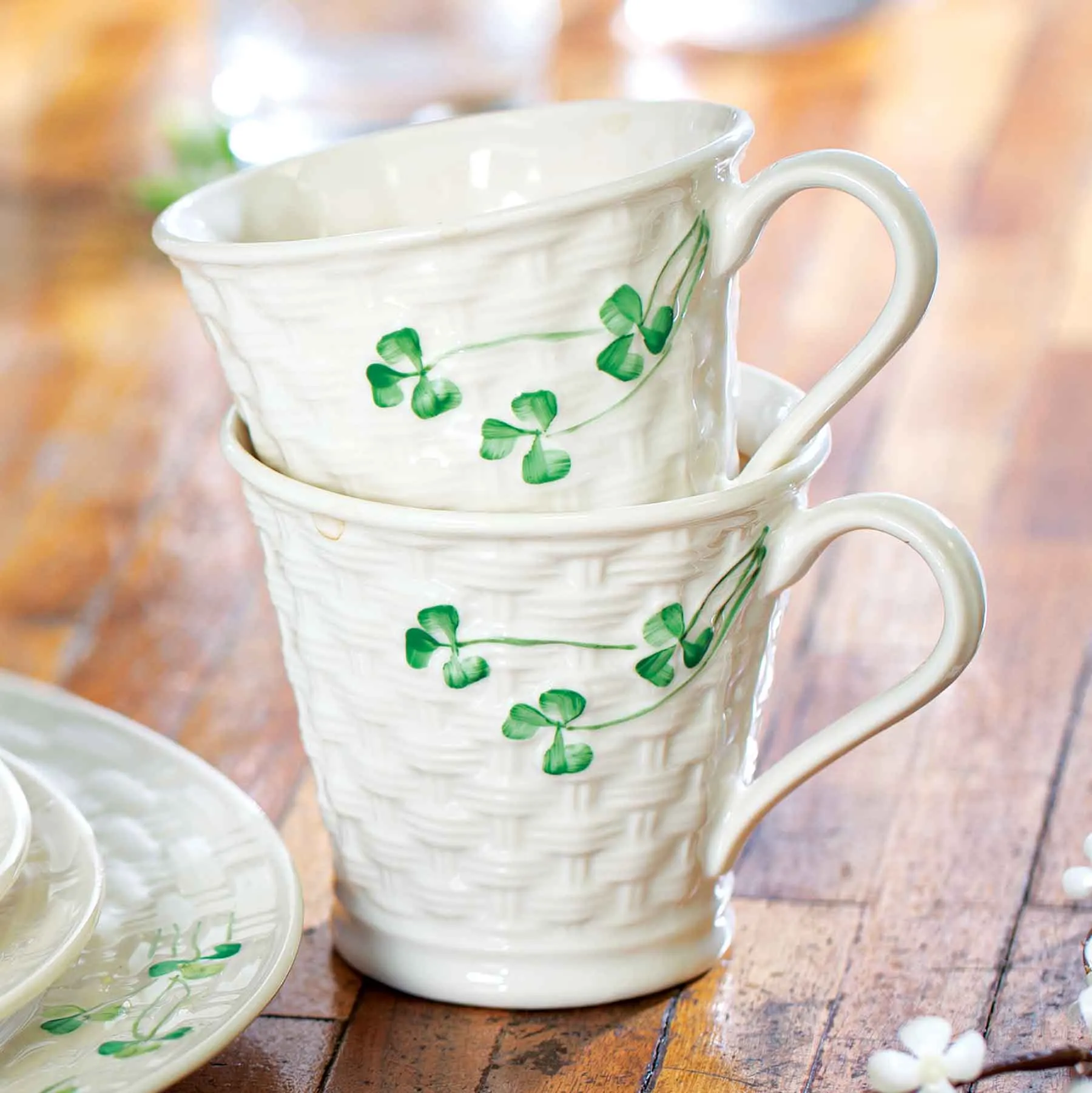 Belleek Shamrock Mugs