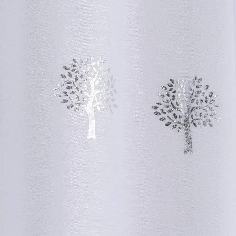 Birch Tree White Voile Panel Curtain