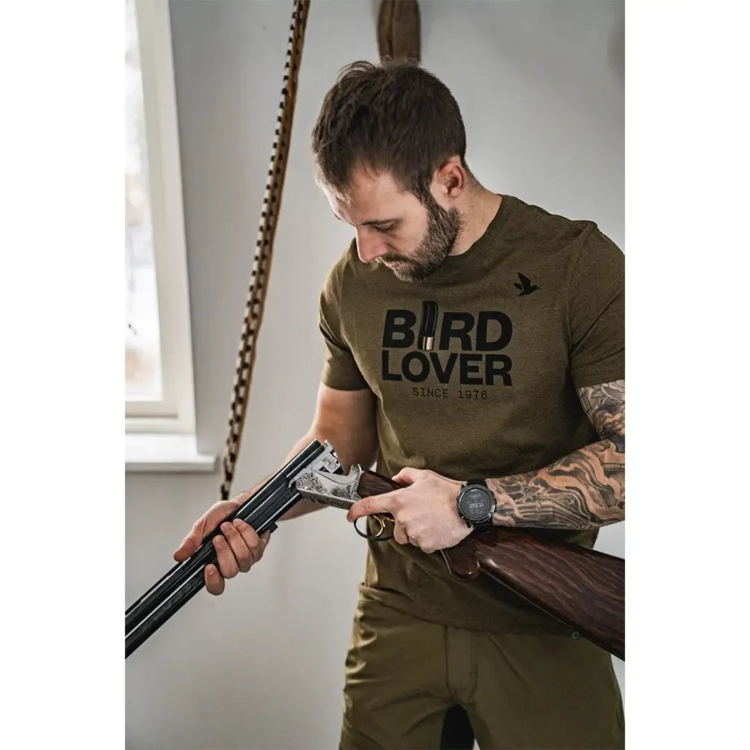 Bird Lover T-Shirt - Dark Olive Melange by Seeland