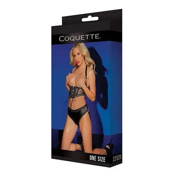 Black Label Lace Panel Harness & Panty Set by Coquette