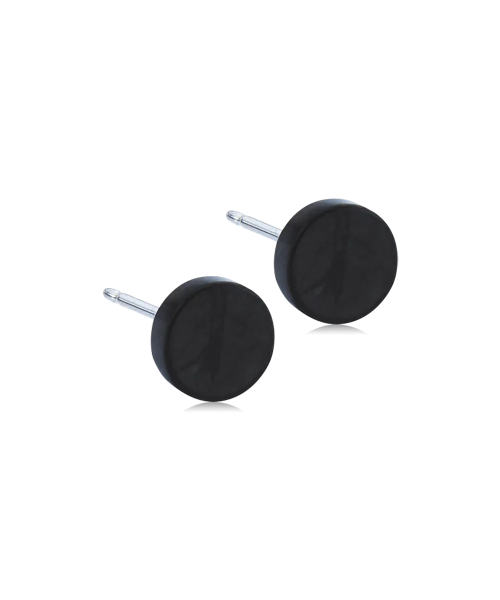 Black Titanium Puck 8mm Skin Friendly Earrings Ireland