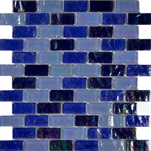 Blue Blend, 1" x 2" - Glass Tile