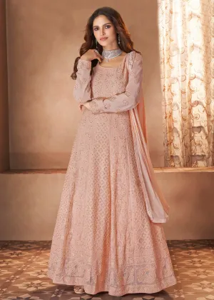 Blush Pink Lucknowi Style Georgette Anarkali Suit