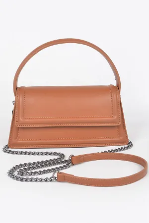 Camel Vegan Leather Purse with Chain