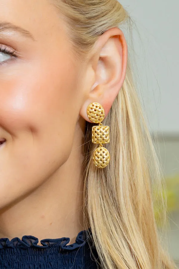 Catherine Gold Lattice Triple Earrings