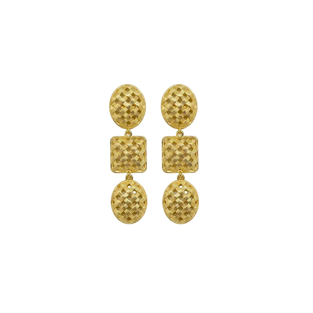 Catherine Gold Lattice Triple Earrings