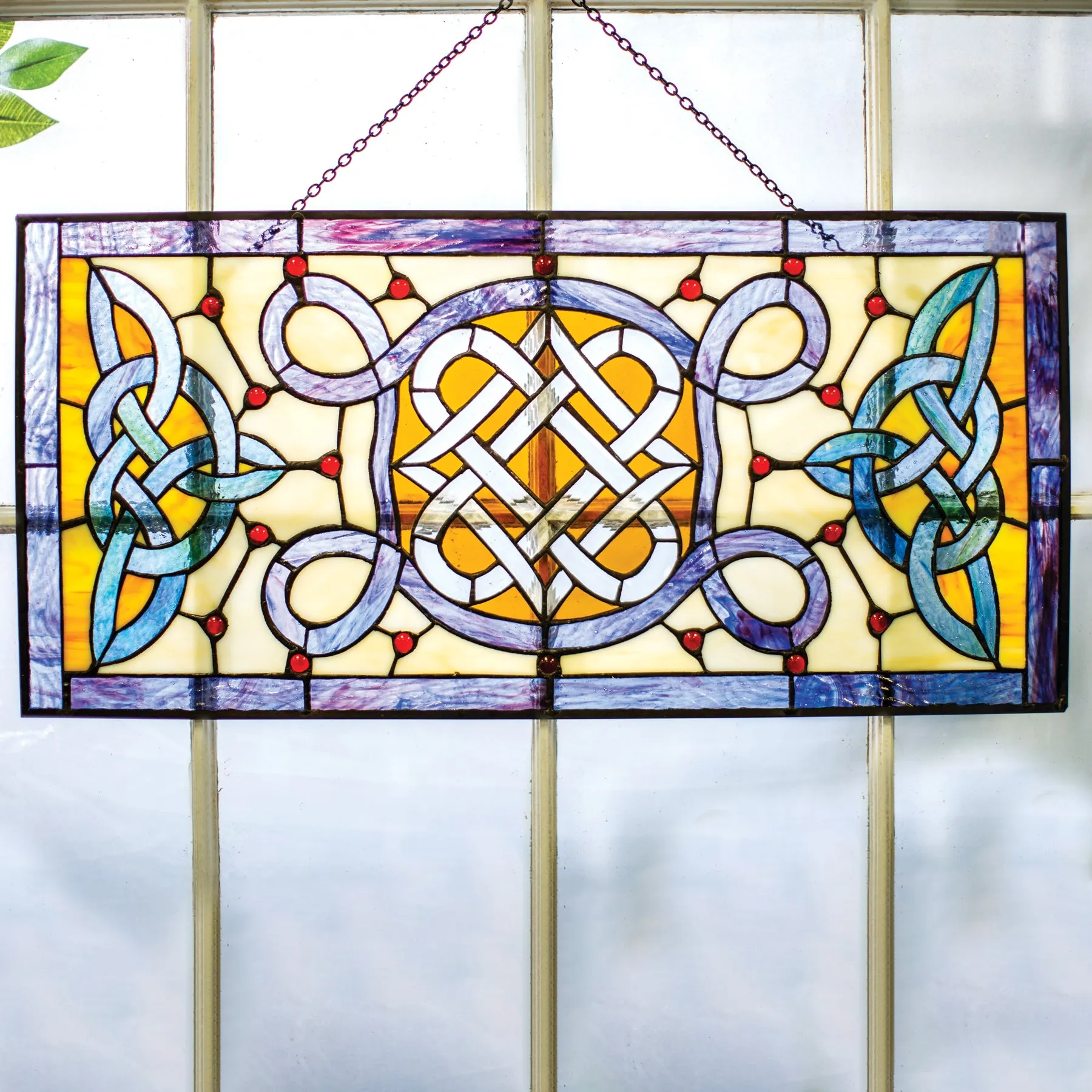 Celtic Knot Design Stained Glass Window Hanging