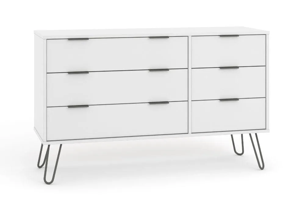 CLEARANCE Augusta White - 3 3 Drawer Wide Chest Of Drawers & 2 Drawer Bedside