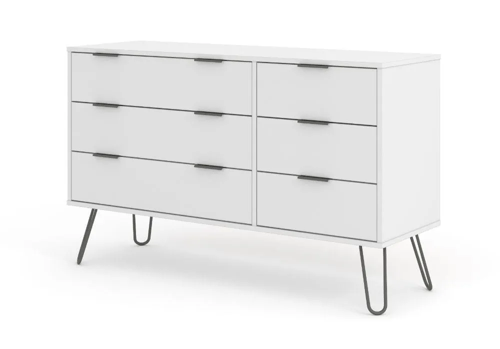 CLEARANCE Augusta White - 3 3 Drawer Wide Chest Of Drawers & 2 Drawer Bedside