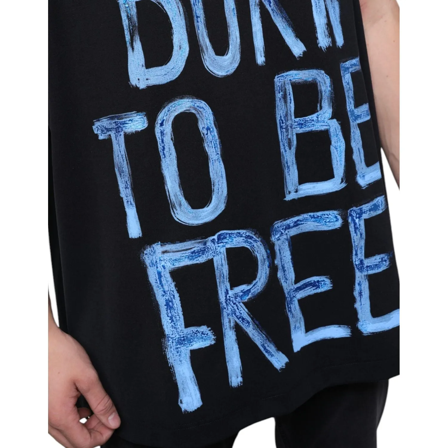 Dolce & Gabbana Black Cotton Born To Be Free Sleeveless T-shirt