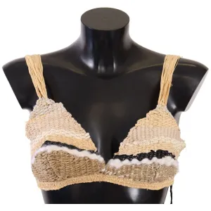 Dolce & Gabbana Chic Beige Crochet Cropped Top