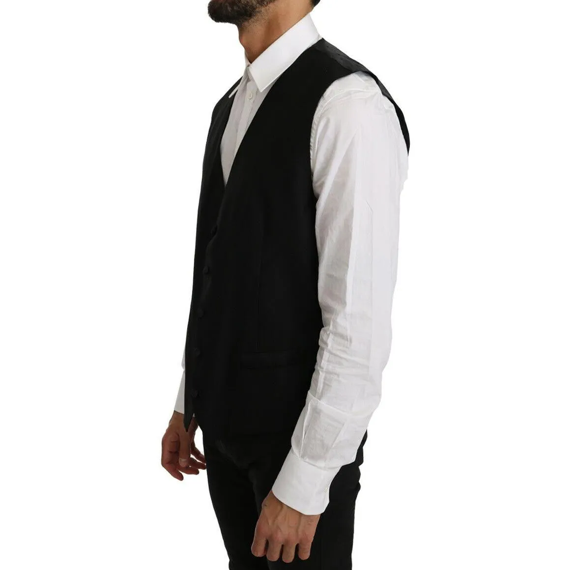 Dolce & Gabbana Elegant Black Formal Wool Blend Vest