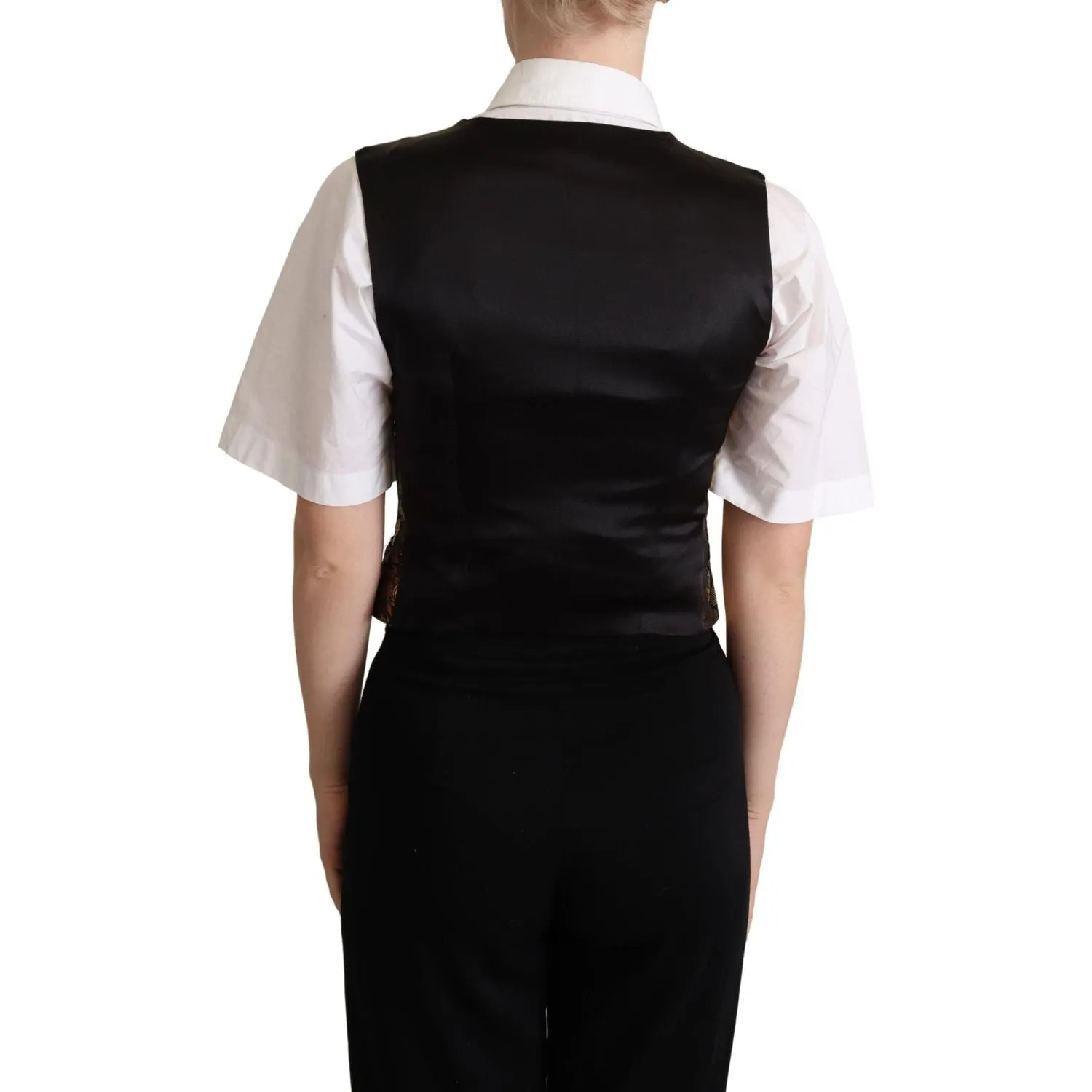 Dolce & Gabbana Elegant Black Jacquard Waistcoat