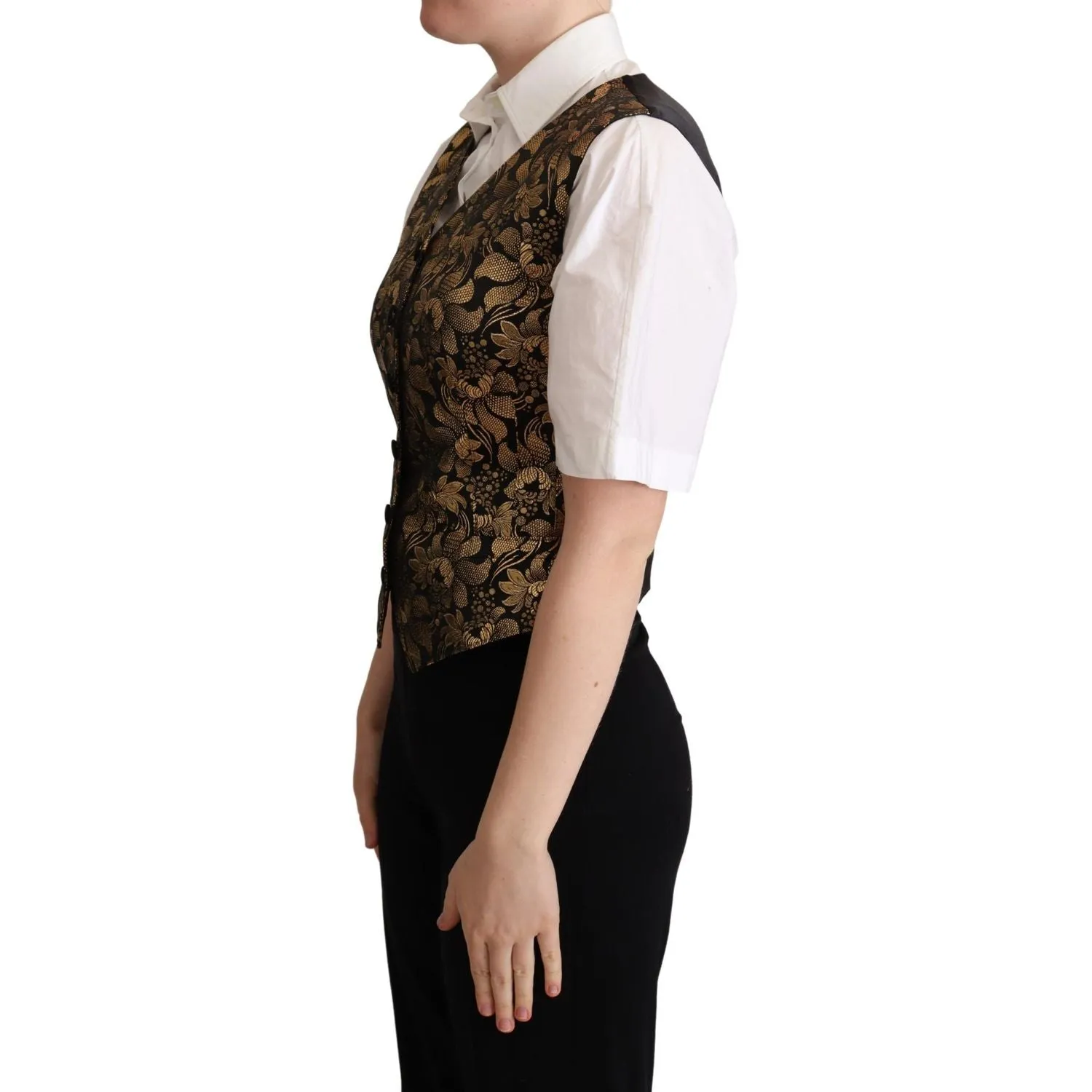 Dolce & Gabbana Elegant Black Jacquard Waistcoat