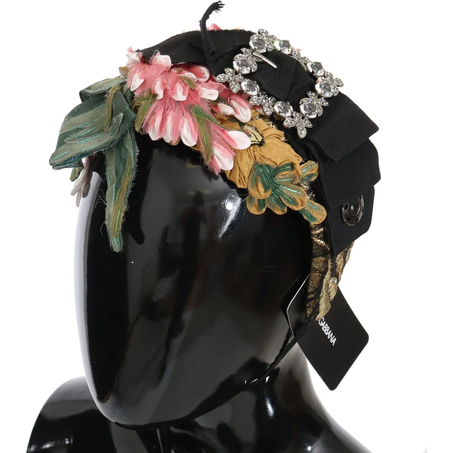 Dolce & Gabbana Elegant Crystal-Embellished Floral Headband