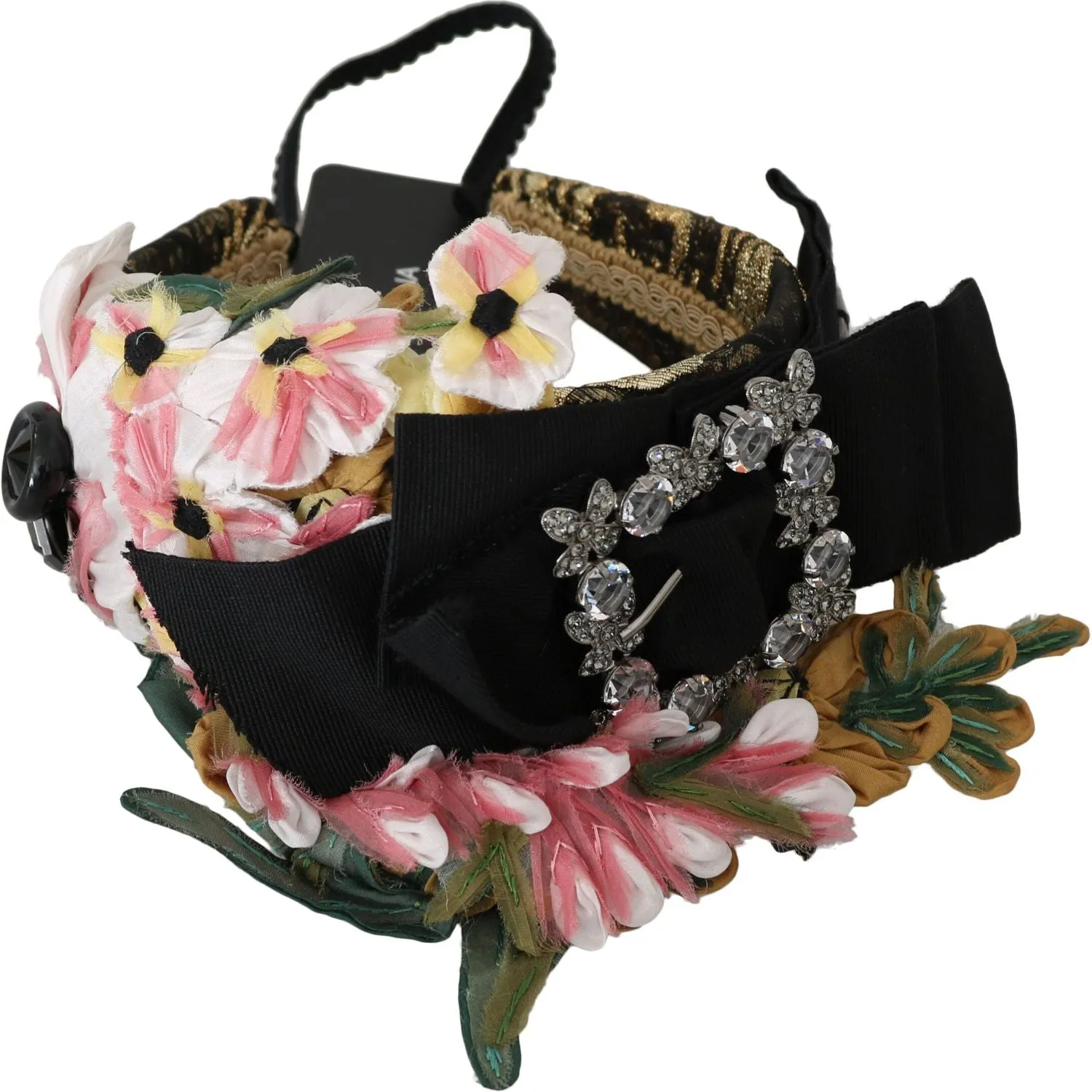 Dolce & Gabbana Elegant Crystal-Embellished Floral Headband