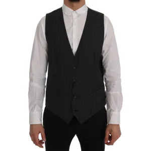 Dolce & Gabbana Elegant Gray Striped Single Breasted Vest