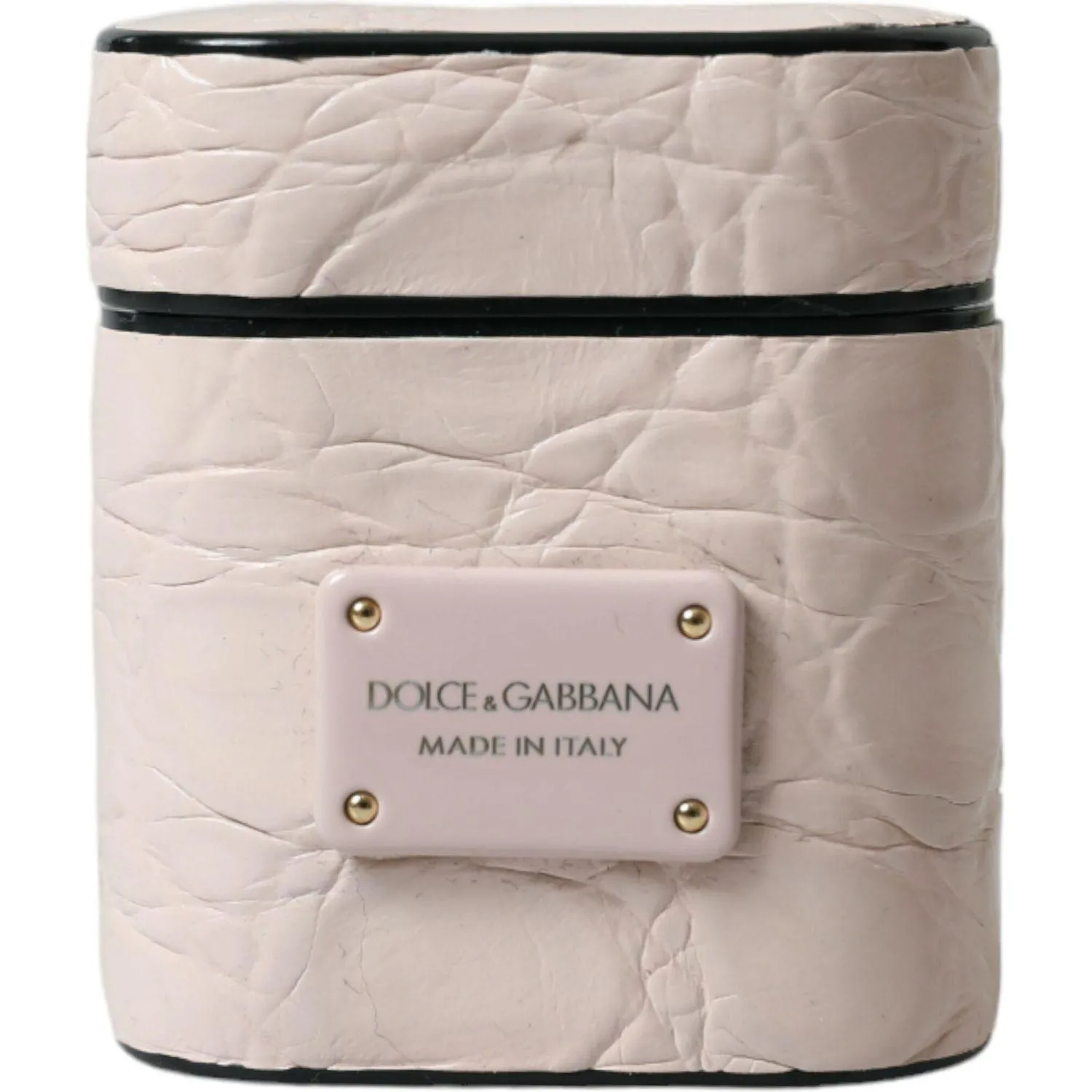 Dolce & Gabbana Elegant Light Pink Leather Airpod Case