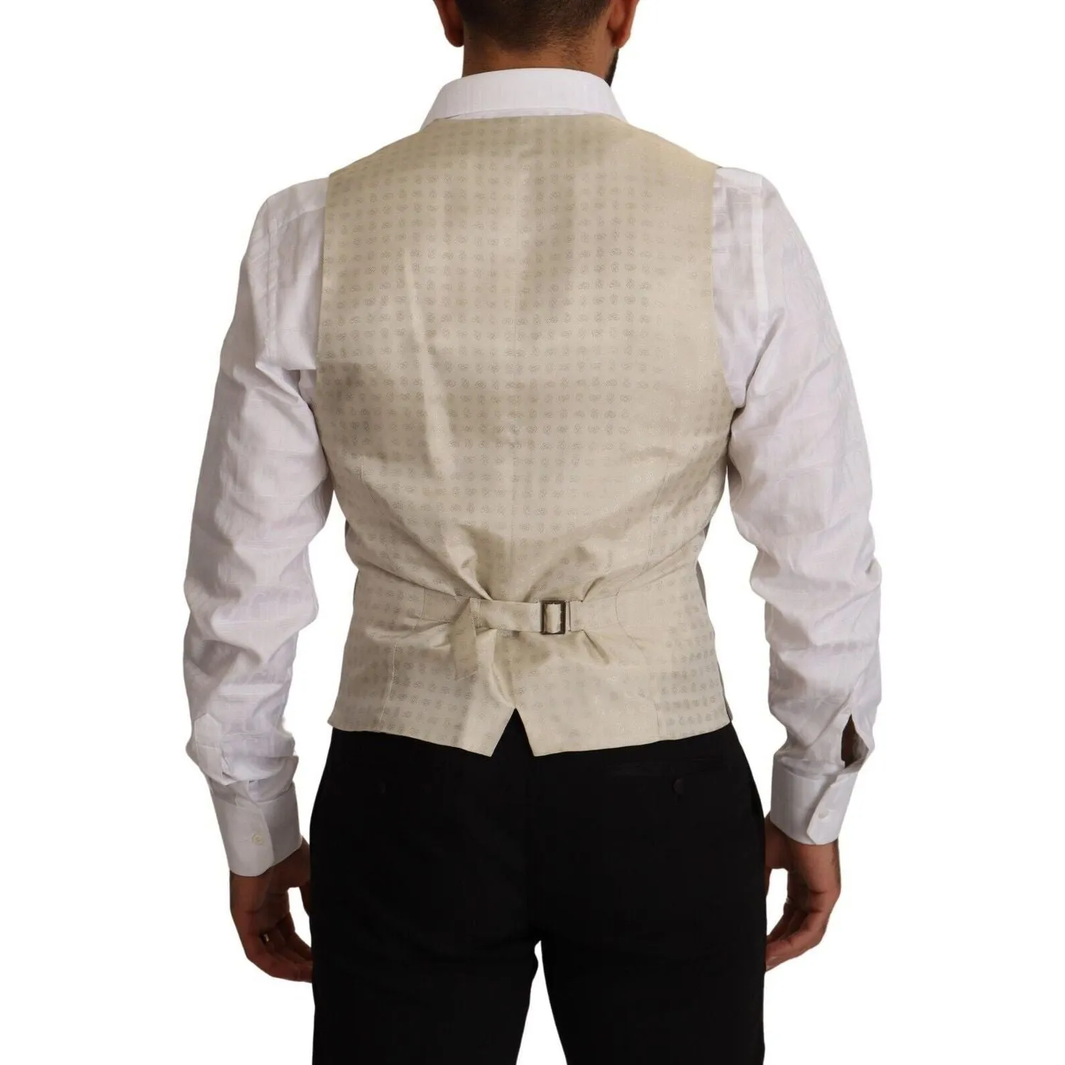 Dolce & Gabbana Elegant Single Breasted Dress Vest in Beige