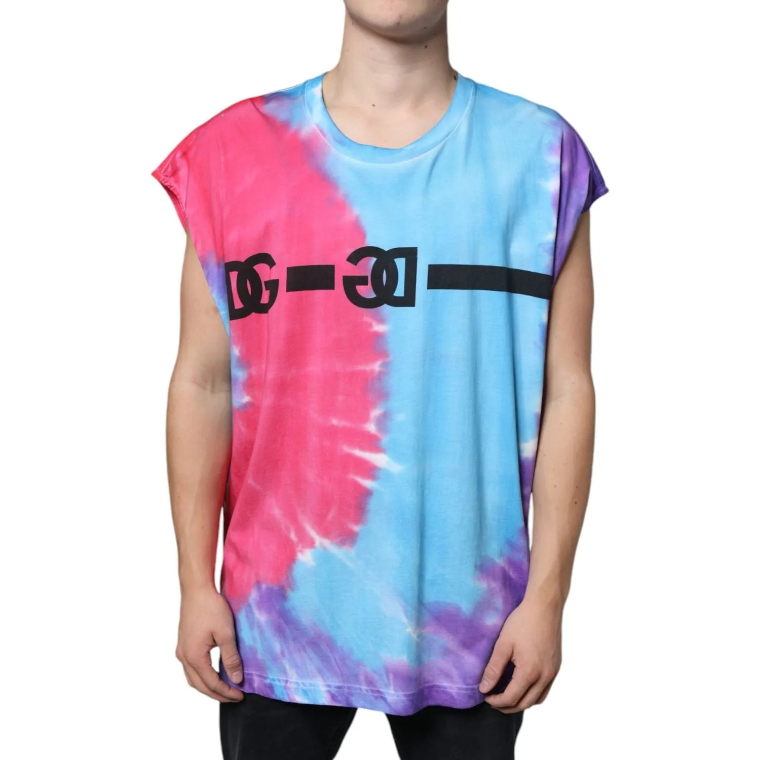 Dolce & Gabbana Multicolor Tie Dye Cotton Sleeveless T-shirt