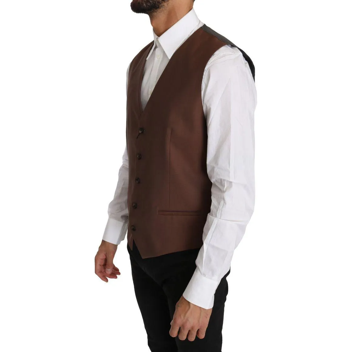 Dolce & Gabbana Sleek Bronze & Gray Formal Vest Slim Fit