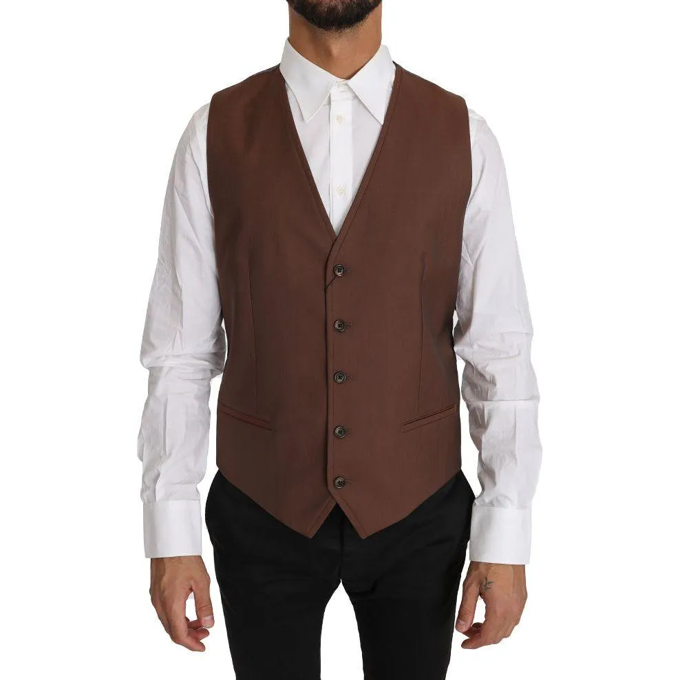 Dolce & Gabbana Sleek Bronze & Gray Formal Vest Slim Fit