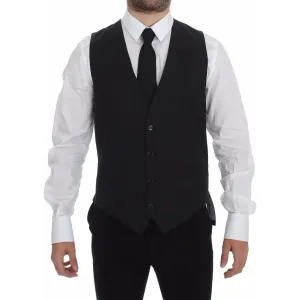 Dolce & Gabbana Sleek Gray Wool Dress Vest