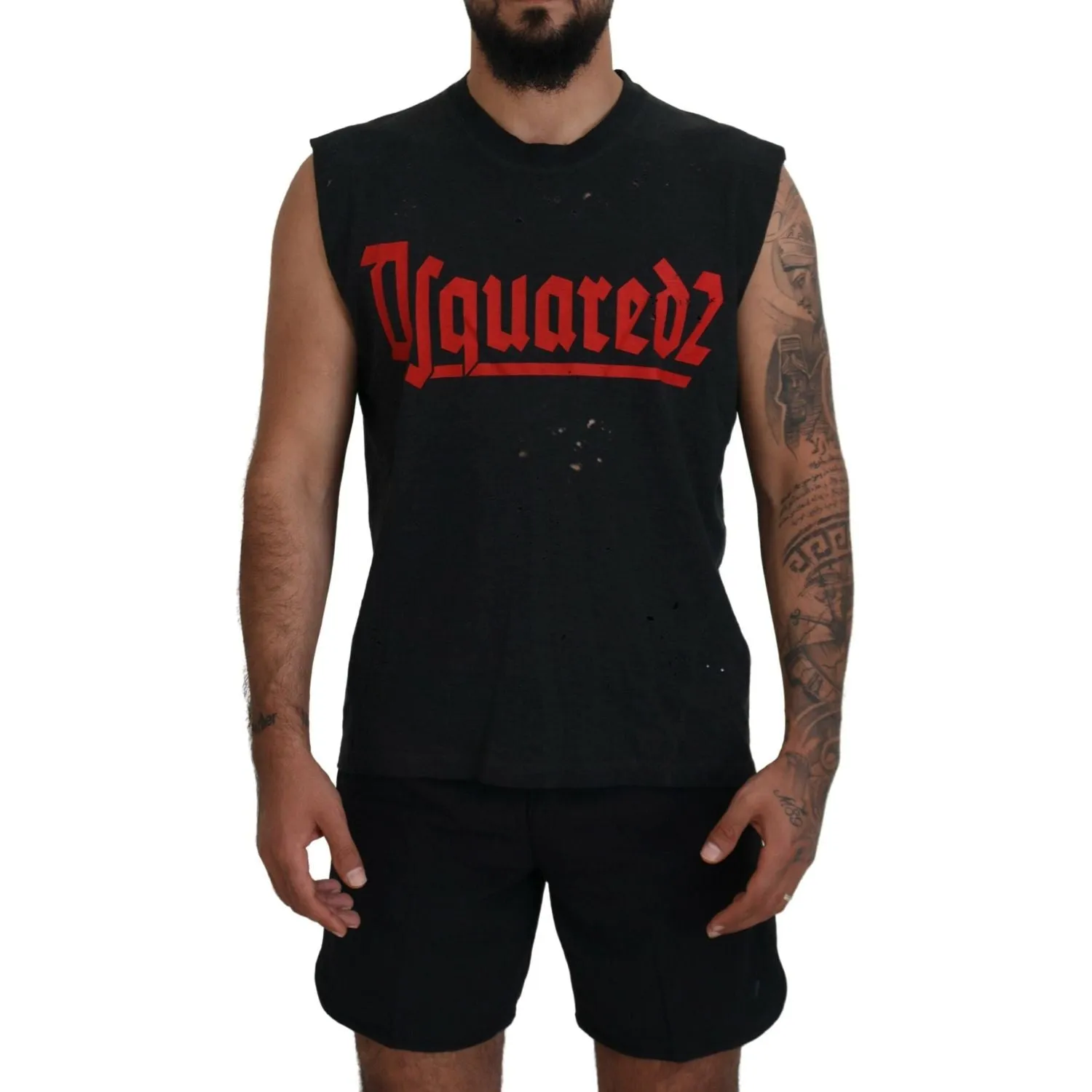 Dsquared² Black Cotton Sleeveless Crewneck Tank T-shirt