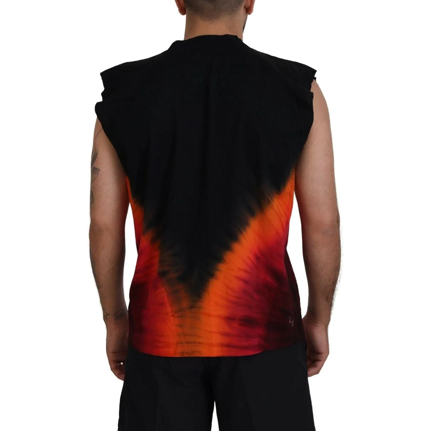 Dsquared² Black Orange Cotton Sleeveless Tank T-shirt