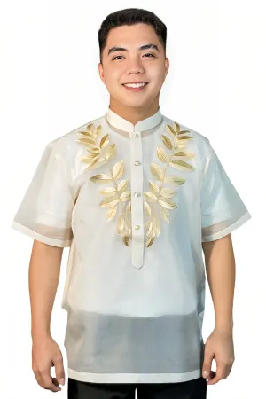 Elegant Anahaw Leaf Short Sleeved Barong Tagalog - JVS05