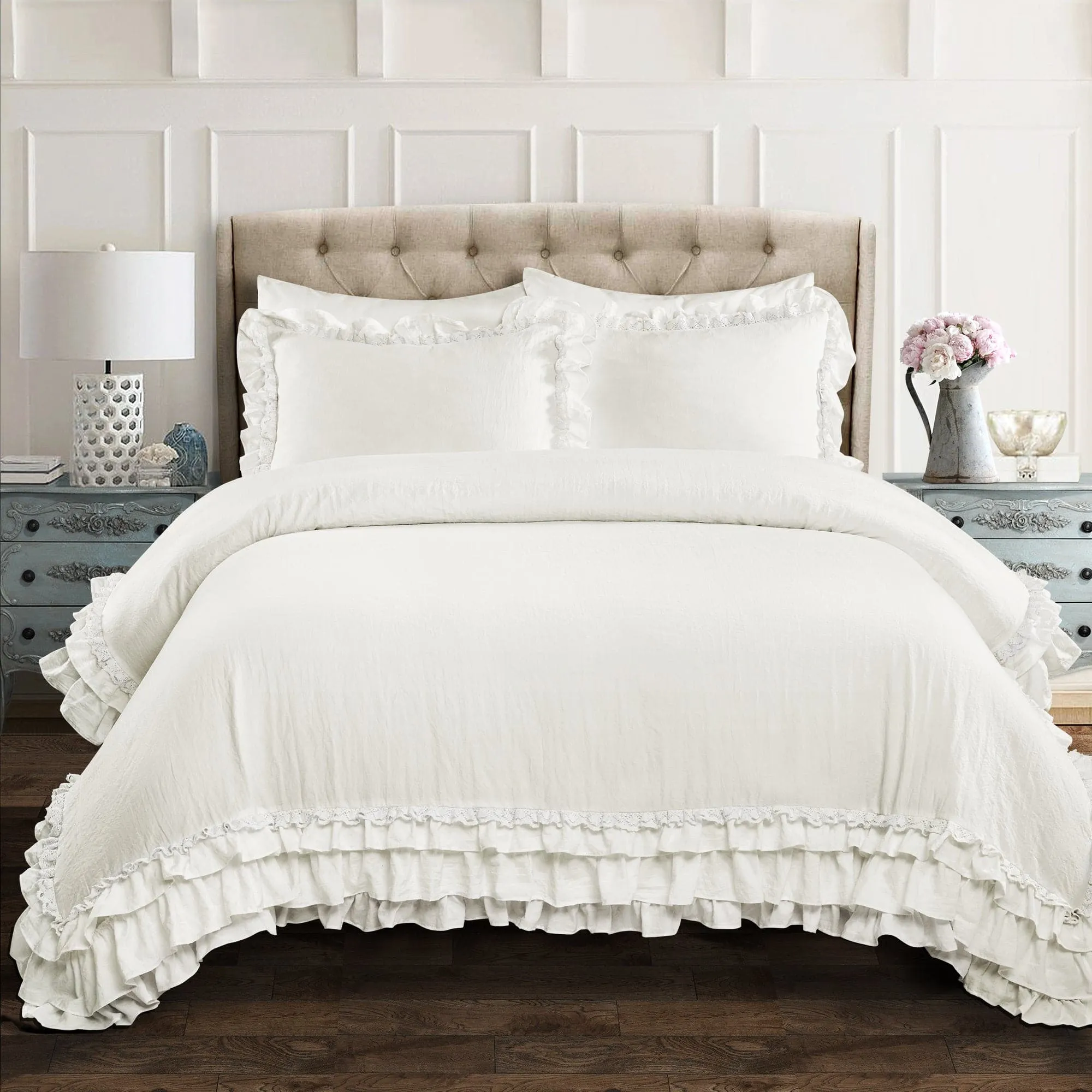 Ella Ruffle Lace 3 Piece Comforter Set