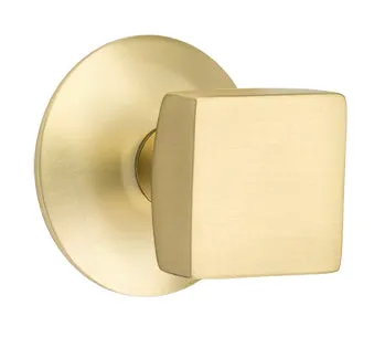 Emtek Square Modern Door Knob with Modern Rosette -E266