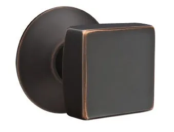 Emtek Square Modern Door Knob with Modern Rosette -E266