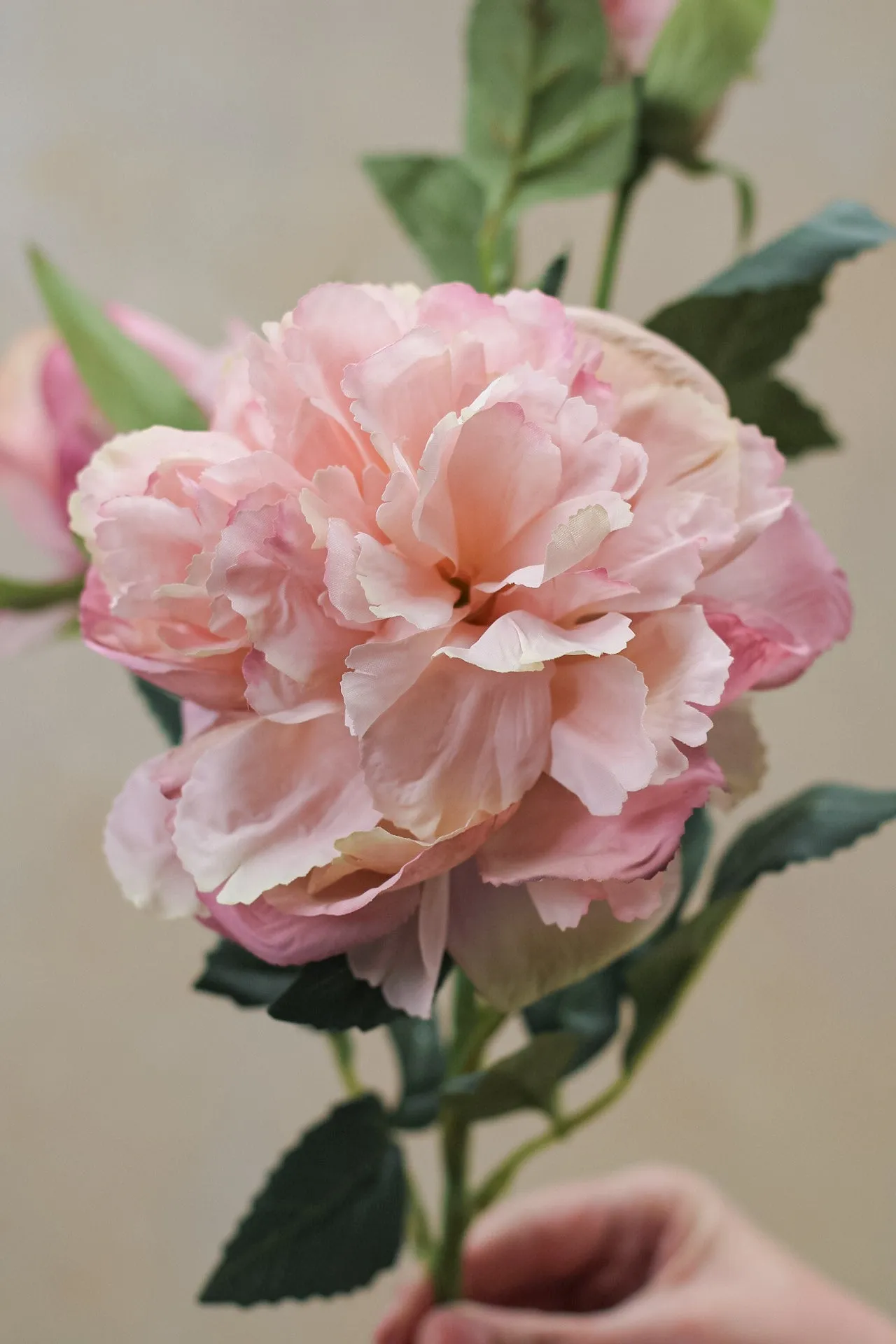 Faux Dusky Pink Peony & Rose Spray