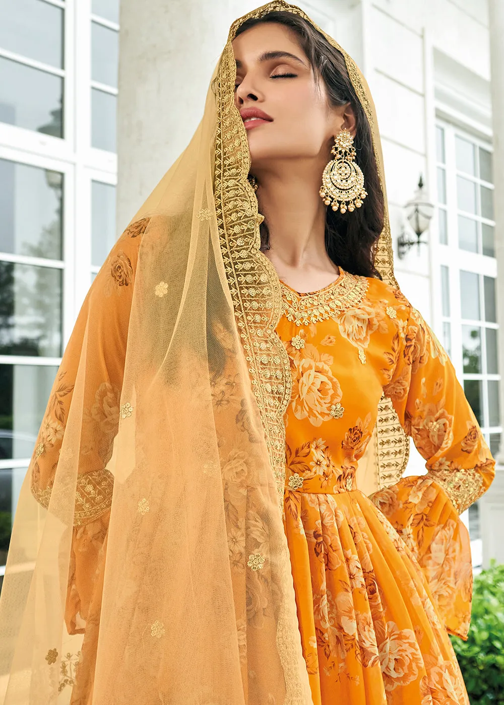 Floral Printed Haldi Yellow Trendy Sharara Style Suit