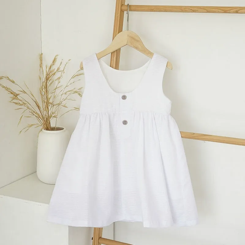 Girl's Textured Cotton Sleeveless Dress