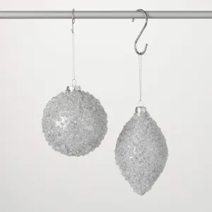 Gray Ice Beaded Ornament Set