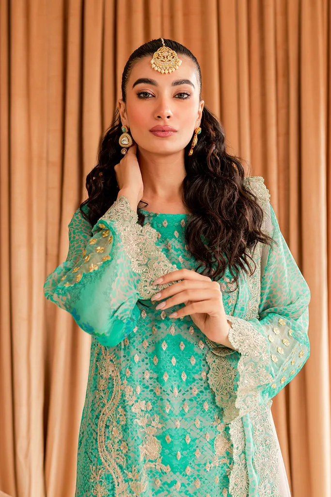 Green Chiffon Suit - Vasal Formals ’23 By Charizma | VSL-02