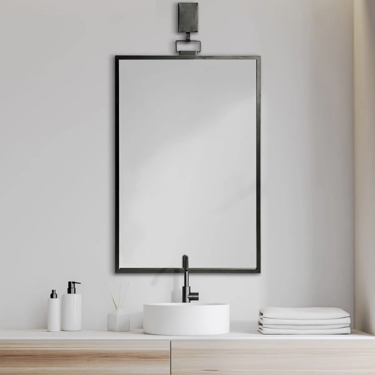 Grimm Wall Mirror Gray Metal | Rectangle