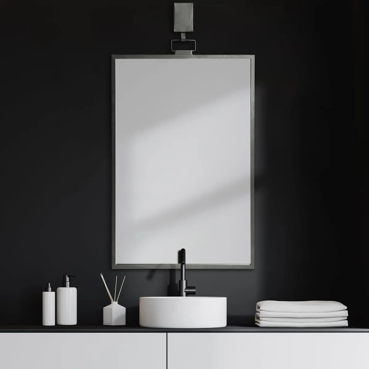 Grimm Wall Mirror Gray Metal | Rectangle