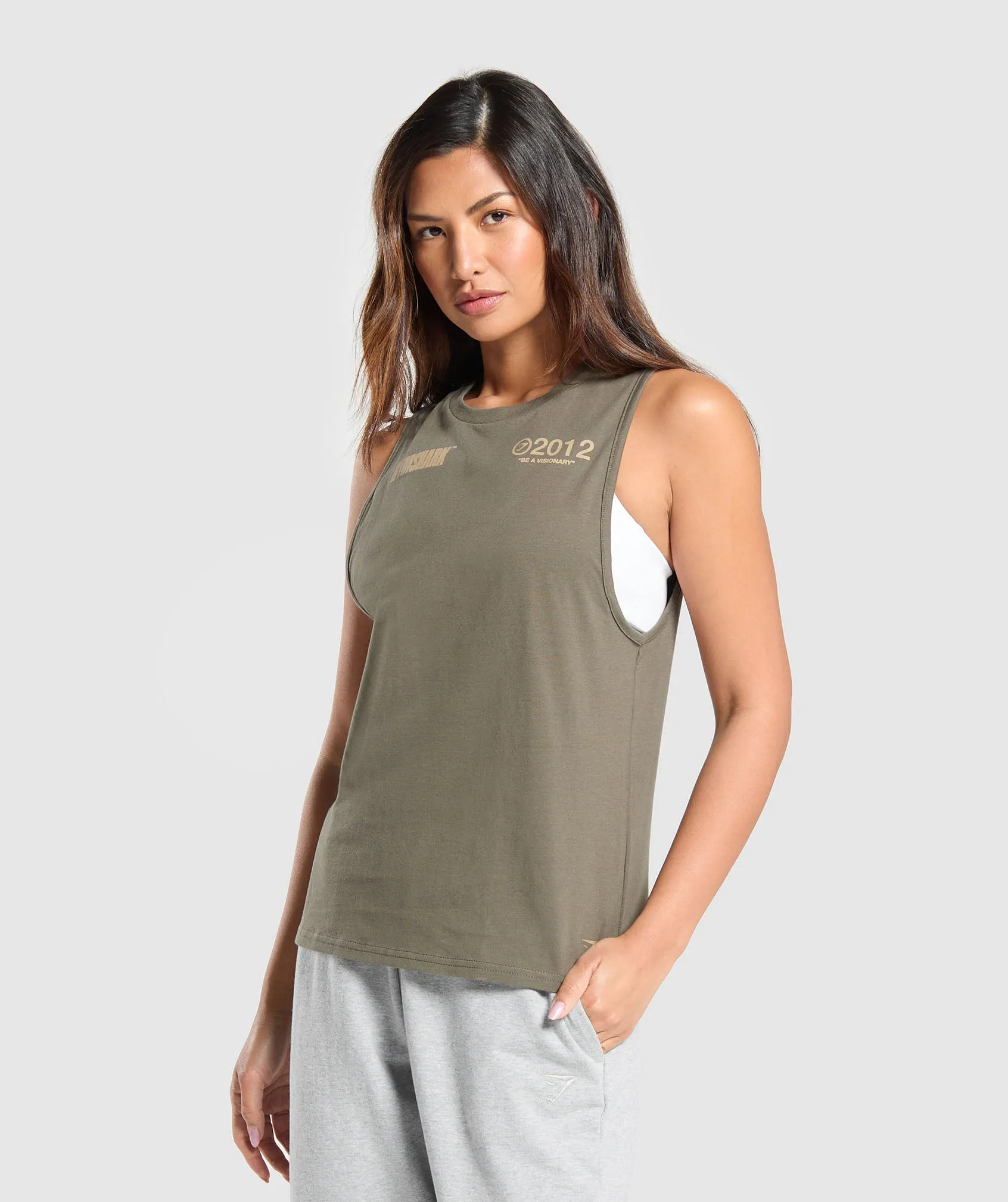 Gymshark Be a Visionary Tank - Camo Brown