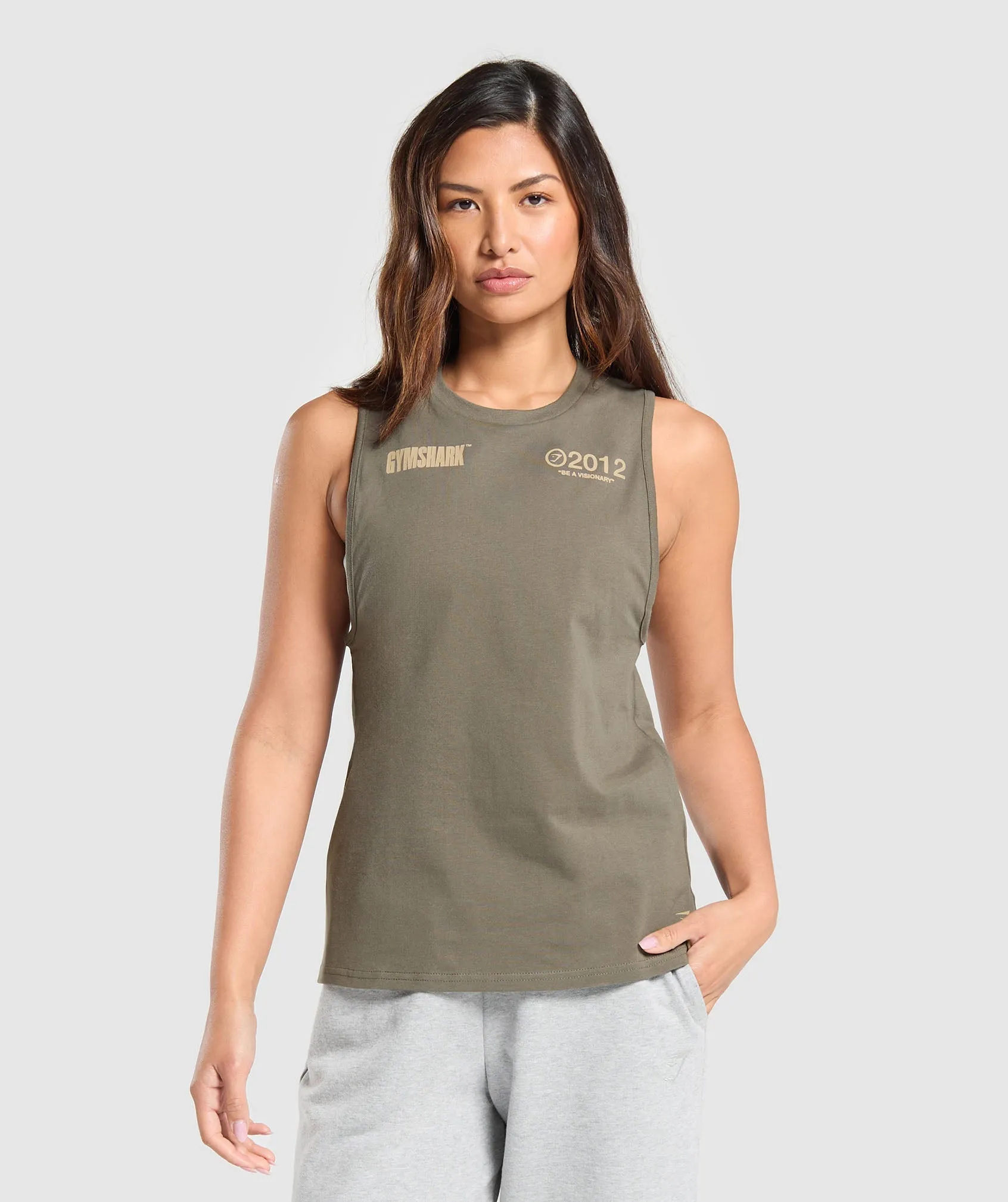 Gymshark Be a Visionary Tank - Camo Brown