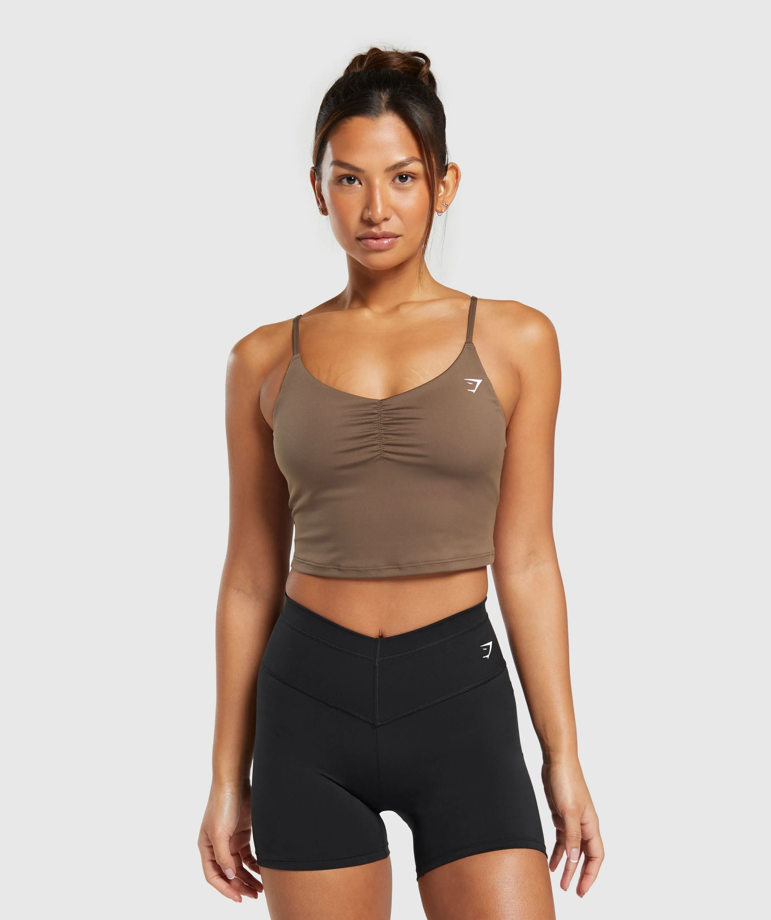 Gymshark Everyday Strappy Crop Cami Tank - Soft Brown